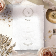 Preppy Wreath wedding venue table menu card design