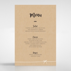 Sweetly Rustic wedding reception table menu card stationery