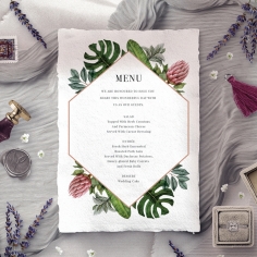 Tropical Island wedding reception menu card design