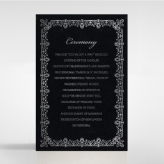 Black on Black Victorian Luxe with foil order of service stationery invite card