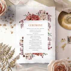 Blossoming Love wedding stationery order of service ceremony card design