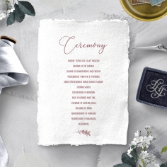 Bouquet of roses wedding order of service invitation card