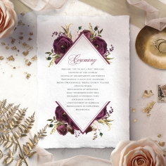 Burgandy Rose wedding stationery order of service invite card design