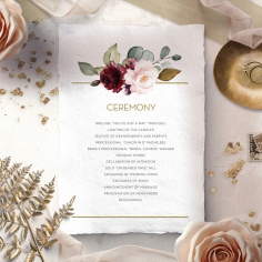 Contemporary Love wedding stationery order of service invite card