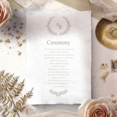 Preppy Wreath wedding stationery order of service invitation card design