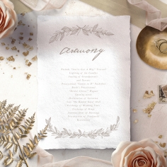 Simple Charm wedding order of service ceremony card design