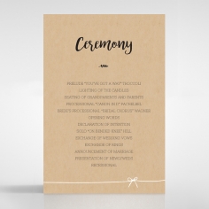 Sweetly Rustic wedding stationery order of service invitation card