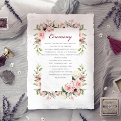Vines of Love order of service ceremony card design