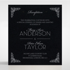 Black on Black Victorian Luxe with foil reception invitation card design