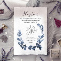 Blue Forest wedding reception card design