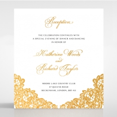 Charming Lace Frame with Foil reception stationery invite card design