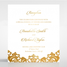 Golden Baroque Pocket with Foil reception wedding invite card