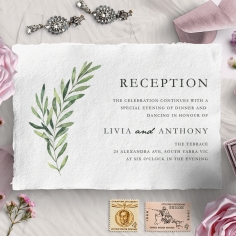 Olive Leaves reception stationery invite card design