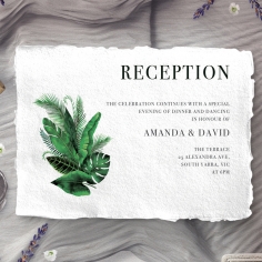 Palm Leaves wedding reception invite card