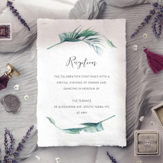 Tiki Hut wedding reception invite card design