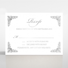 Black on Black Victorian Luxe with foil rsvp wedding card