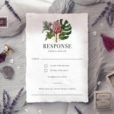 Tropical Island rsvp wedding enclosure invite design