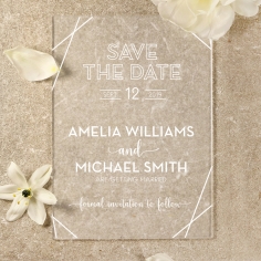 Acrylic Art Deco save the date wedding stationery card