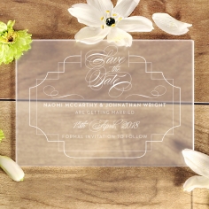 Acrylic Regal Enchantment save the date invitation card design