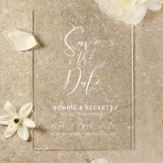 Acrylic Timeless Simplicity save the date invitation card