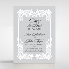 Black Divine Damask wedding save the date stationery card design