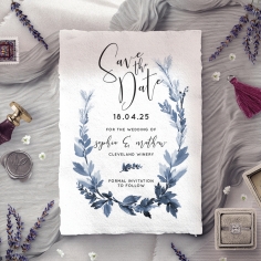 Blue Forest save the date wedding stationery card design
