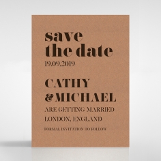 Etched Cork Letter save the date wedding stationery card design