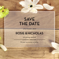Frosted Chic Charm Acrylic wedding stationery save the date card
