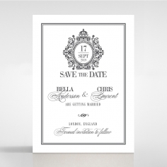 Golden Baroque Gates wedding stationery save the date card design