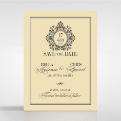 Golden Baroque Gates wedding stationery save the date card