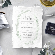 Minimalist Wreath save the date stationery card design