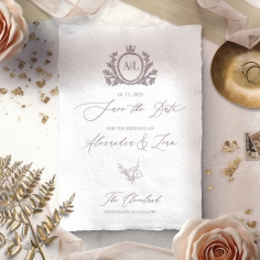 Royal Crest save the date wedding stationery card design