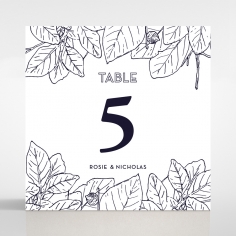 Botanical Canopy wedding reception table number card design