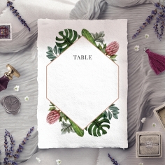 Tropical Island wedding venue table number card stationery item