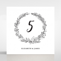 Whimsical Garland wedding reception table number card stationery design