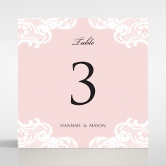 White Lace Drop wedding table number card stationery