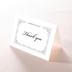 Black on Black Victorian Luxe wedding thank you stationery card design
