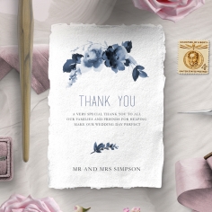 Blue Wonderland wedding thank you stationery card design