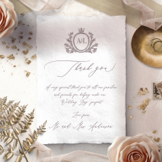 Royal Crest wedding thank you stationery card