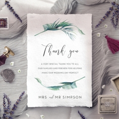 Tiki Hut thank you wedding stationery card item