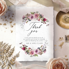 Watercolor Rose Garden wedding thank you card