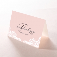 White Lace Drop wedding stationery thank you card