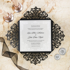 Black Divine Damask Card Design