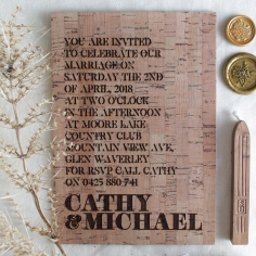 Etched Cork Letter Invite