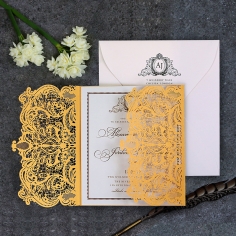 Royal Lace with Foil Wedding Invitation Card Design