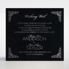 Black on Black Victorian Luxe with foil gift registry invitation card design