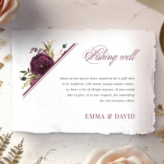 Burgandy Rose wishing well enclosure invite card design