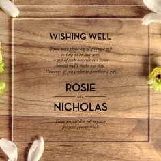 Clear Chic Charm Acrylic gift registry wedding invite card design