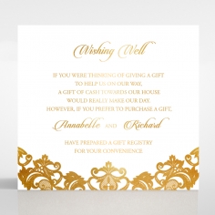 Golden Baroque Pocket with Foil wedding stationery wishing well invitation card design