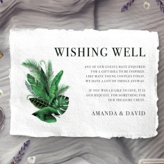 Palm Leaves wedding wishing well enclosure invite card